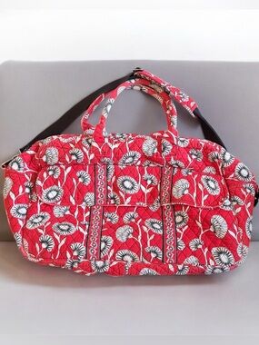 Vera Bradley Deco Daisy Weekender Ex-Large Travel Carryon Red Floral Tote Bag